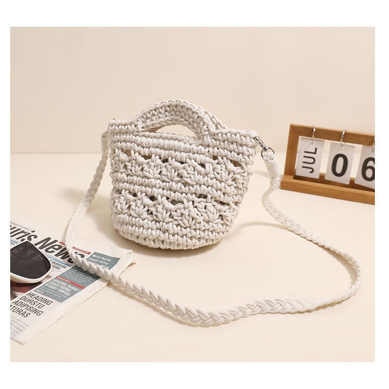 Ielgy Cross-Body Cotton Thread Woven Bag All-Match Hollow Straw Vacation Beach Bag Fresh