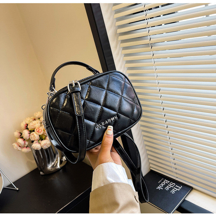 Ielgy Diamond Silver Cross-Body All-Match Western-Style Small Square Bag One-Shoulder Portable Mobile Phone Bag