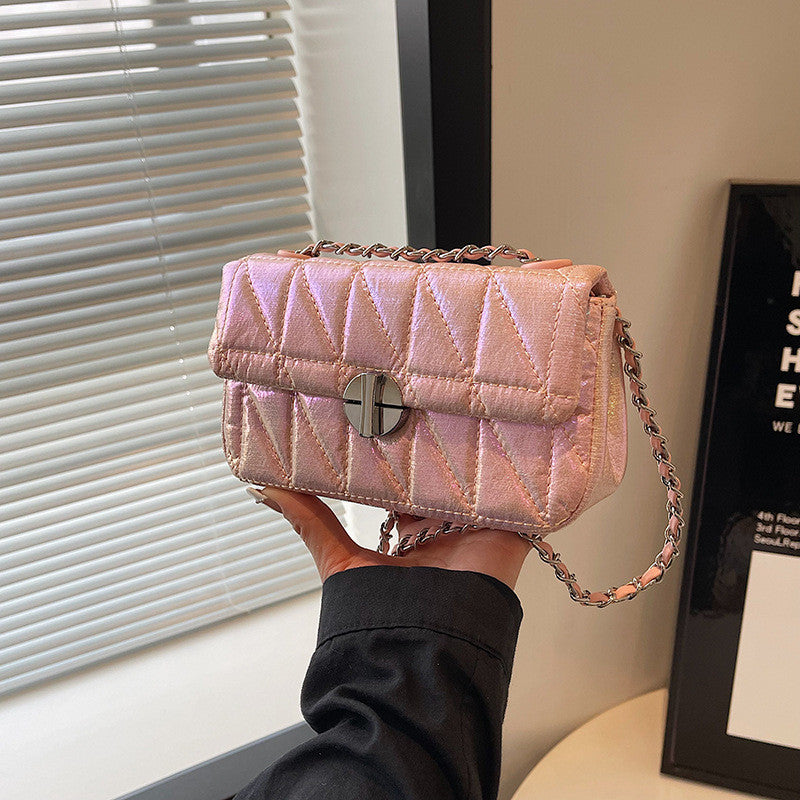 Ielgy Diamond Embroidery Thread All-Match Chain Messenger Bag Fashion One-Shoulder Small Square Bag
