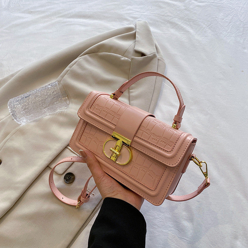 Ielgy High-End Texture Solid Color Portable Box Bag All-Match One-Shoulder Messenger Small