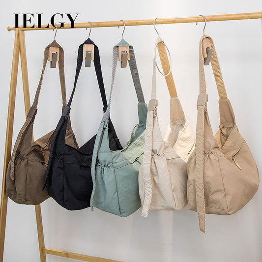 Ielgy Korean Version Large-Capacity Commuter Casual One-Shoulder Nylon Tote Bag Waterproof Sports Style Messenger Bag