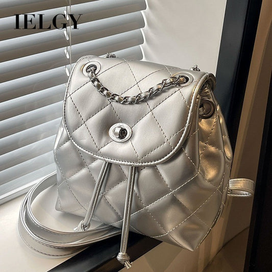 Ielgy Ladies All-Match Backpack Diamond Chain Fashion Niche School Bag