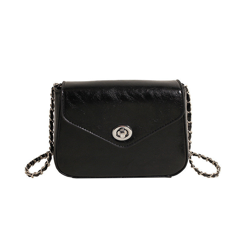 Ielgy Ladies Textured Chain Bag Fashionable All-Match High-End Exquisite Niche One-Shoulder Cross