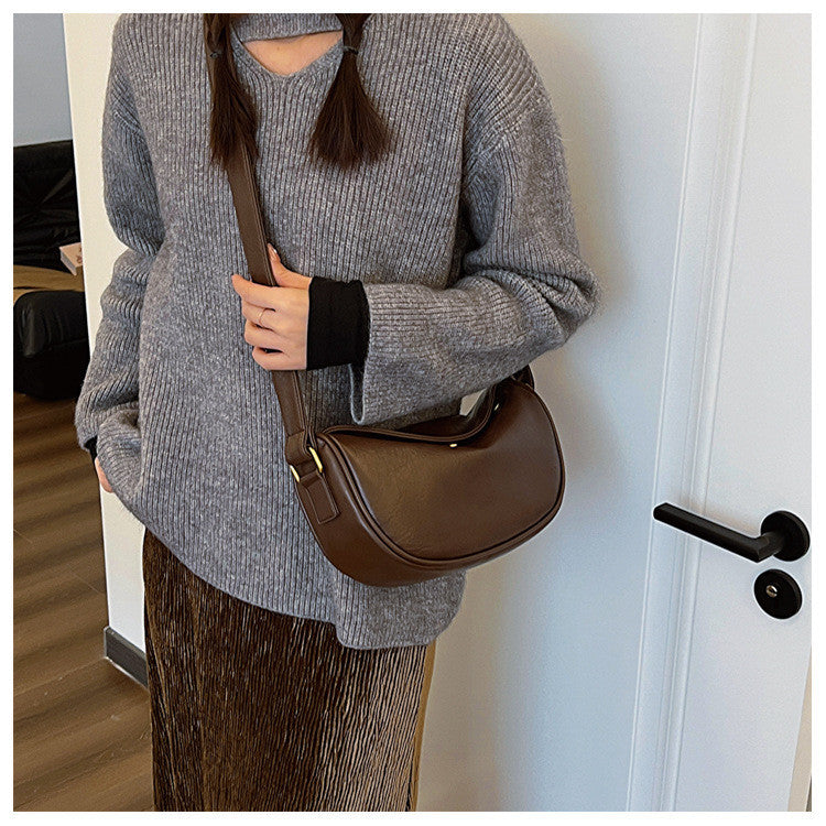 Ielgy Soft Face Fashion Shoulder Bag Casual All-Match Cross-Body Dumpling Bag Commuter Unique Popular