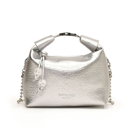 Ielgy Ladies White All-Match Shoulder Messenger Bag Niche Design Chain Small Shoulder Bag