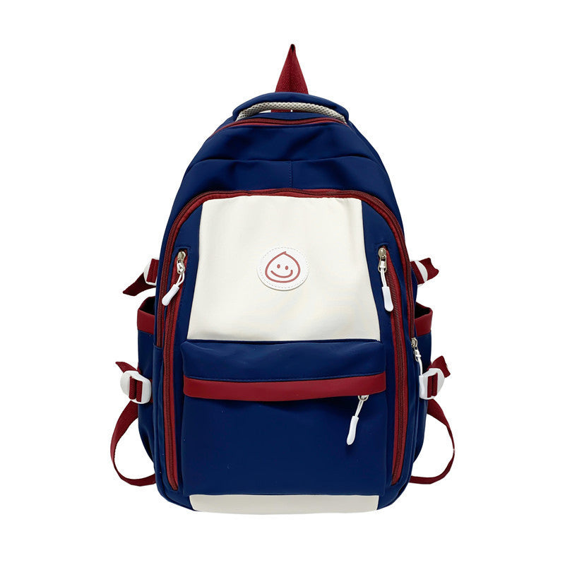Ielgy Korean Version High School Junior High School Students Large-Capacity Backpack Simple Burden-Red