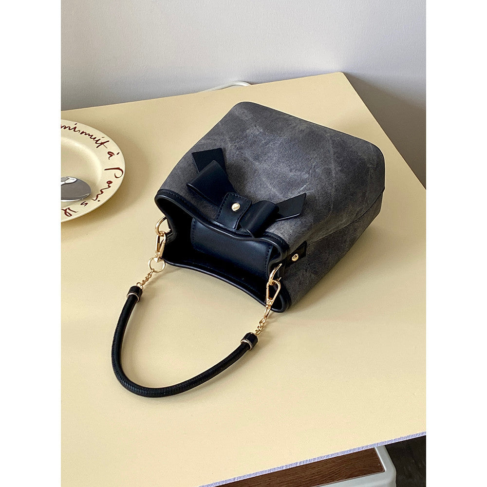 Ielgy Ladies High-End Retro Art Bucket Bag All-Match One-Shoulder Messenger Bag