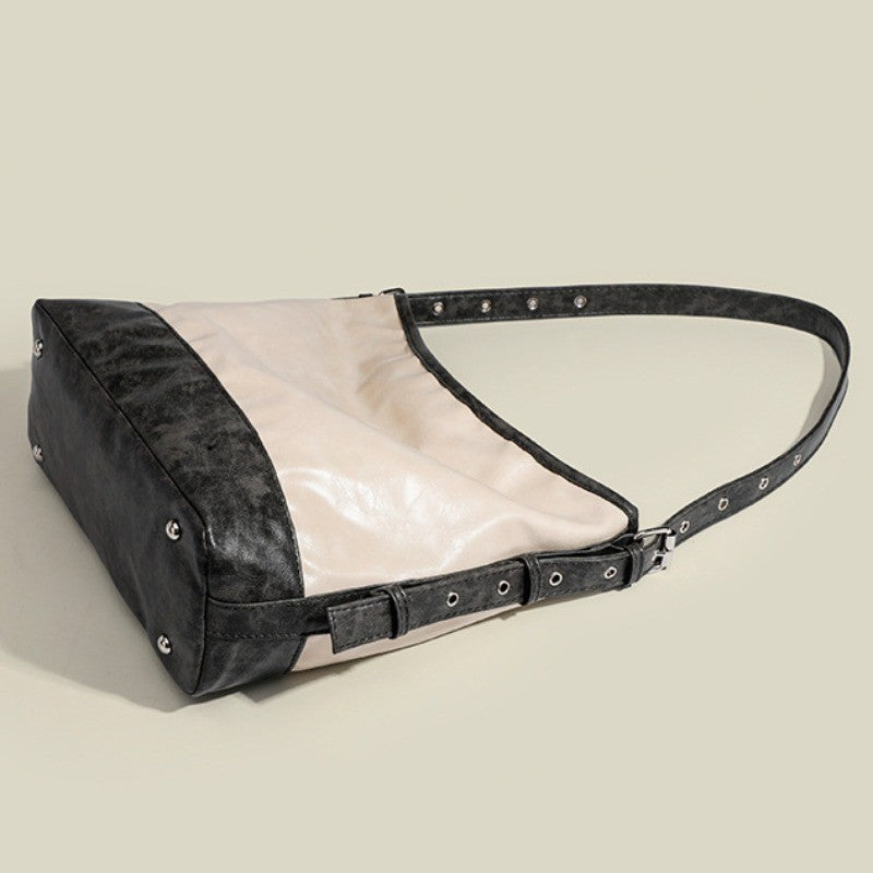 Ielgy Ladies High-End Feeling Niche Distressed Simple All-Match Fashion Commuter Large-Capacity One-Shou