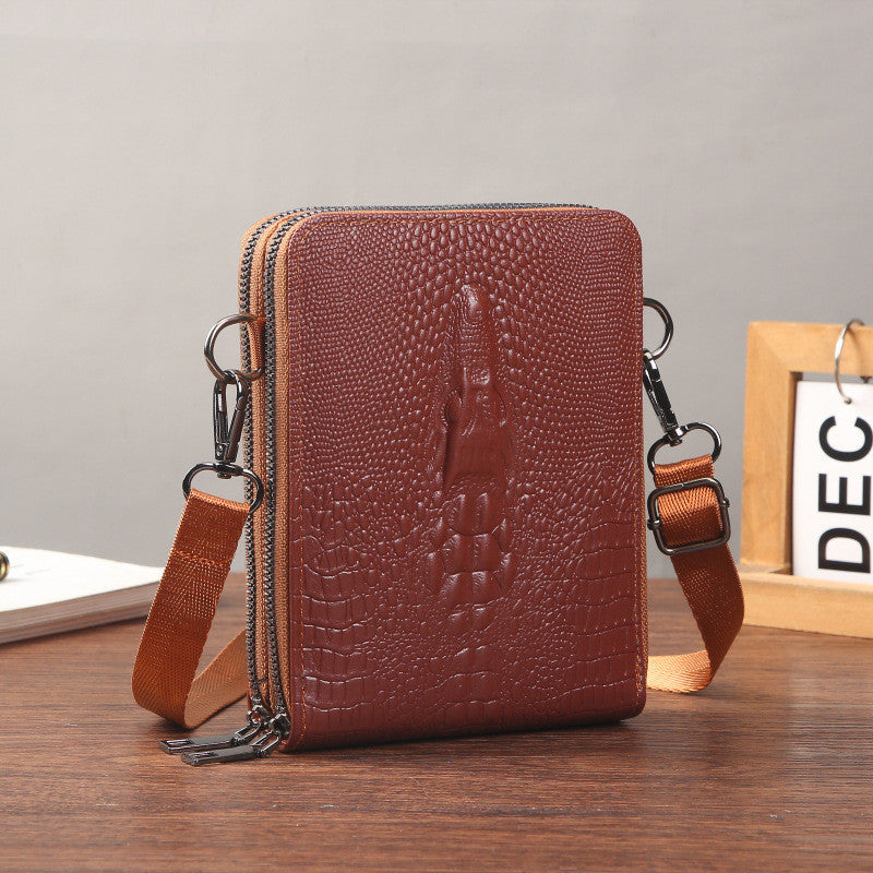 Ielgy Eryu Head Unique Men's Cross-body Crocodile Pattern One-shoulder Mobile Phone Bag