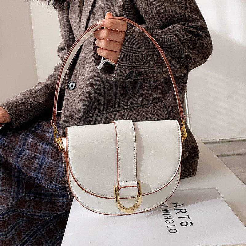 Ielgy Fashion Texture Portable Saddle Bag Shoulder Crossbody Underarm Bag