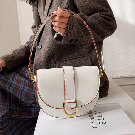 Ielgy Fashion Texture Portable Saddle Bag Shoulder Crossbody Underarm Bag