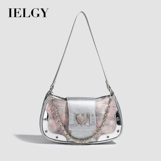 Ielgy Premium Crocodile Pattern Underarm Bag Retro Chain Shoulder Trendy Fashion Niche Design Handbag