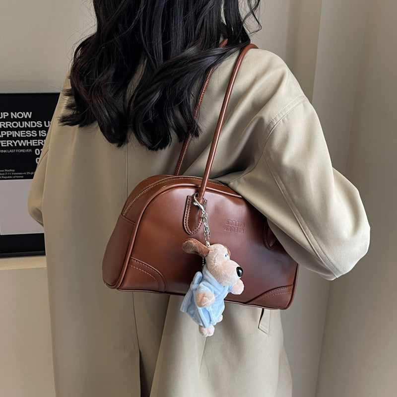 Ielgy Melade Retro Bag Korean Portable Bowling Bag All-Match Cross-Body Bag (without Pendant)