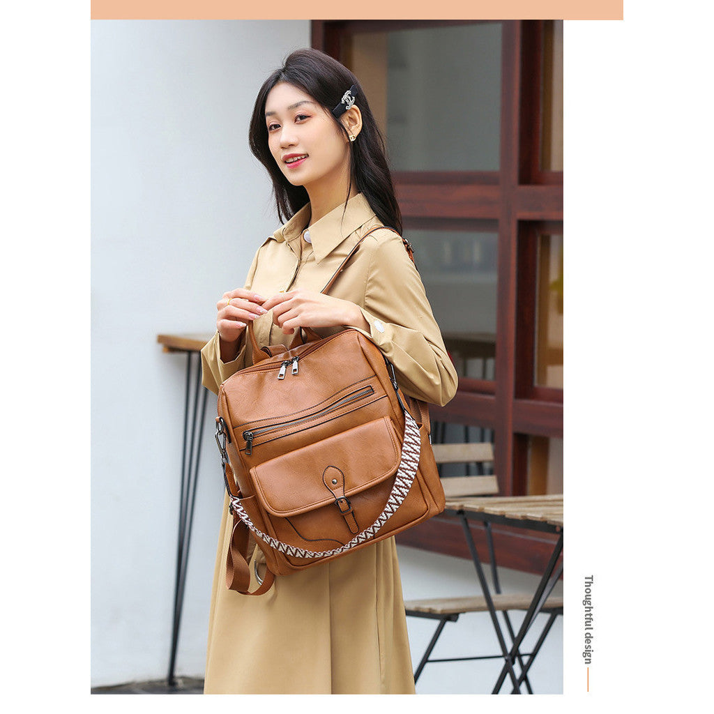 Ielgy Ladies Backpack Lightweight Retro Backpack Large Capacity Leisure Travel Dual-use Backpack