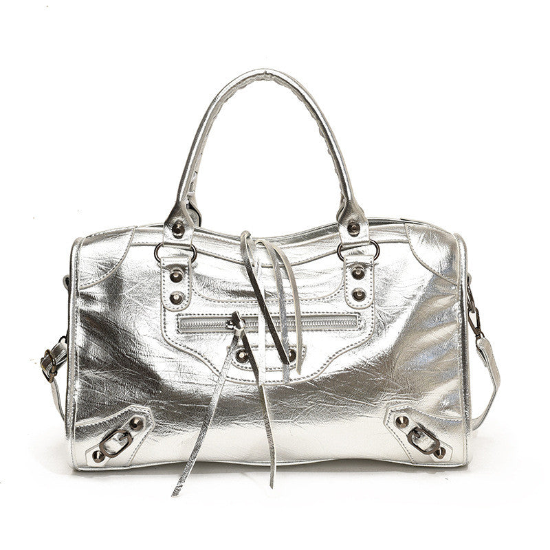 Ielgy Retro Rivet Motorcycle Bag Large-Capacity Portable Tote Bag High-End Sense One-Shoulder