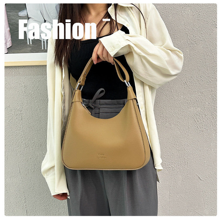 Ielgy Texture Underarm Female Bag Portable Retro One-Shoulder Niche Design Crescent Bag