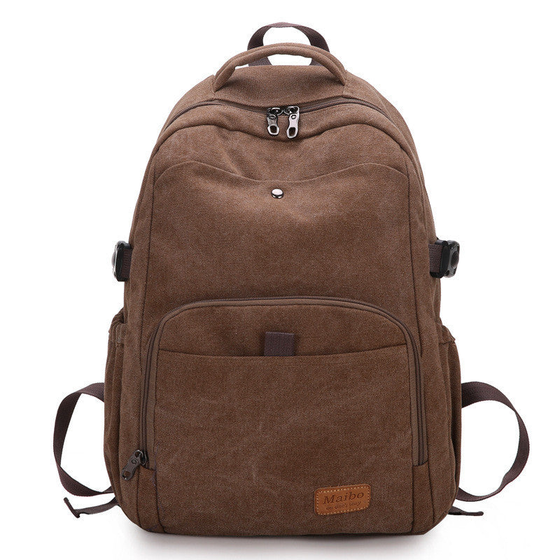 Ielgy Retro Canvas Backpack Ladies Wash Outdoor Backpack Student Simple Trendy Large-Capacity School Bag