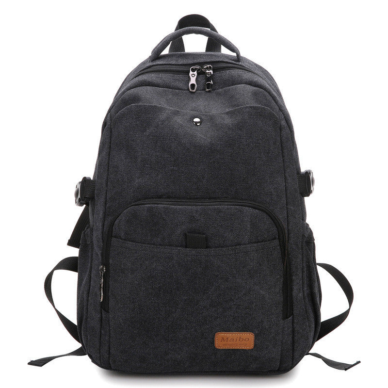 Ielgy Retro Canvas Backpack Ladies Wash Outdoor Backpack Student Simple Trendy Large-Capacity School Bag
