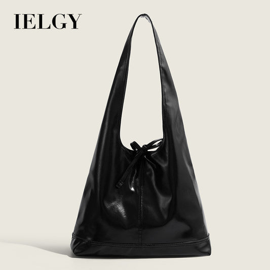 Ielgy Commuter Large Capacity Shoulder Tote Bag Black Casual Underarm Bag