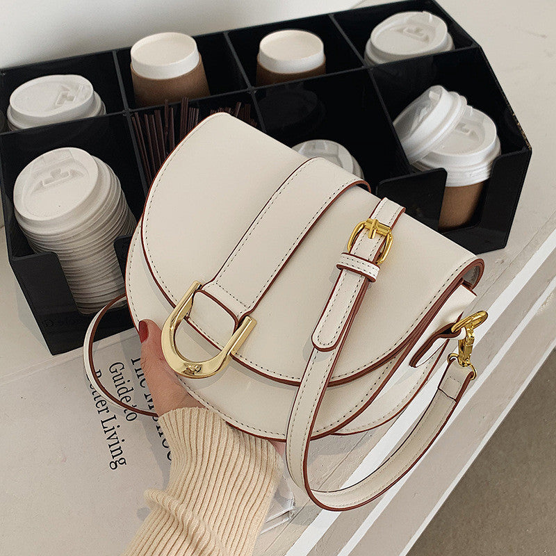Ielgy Fashion Texture Portable Saddle Bag Shoulder Crossbody Underarm Bag