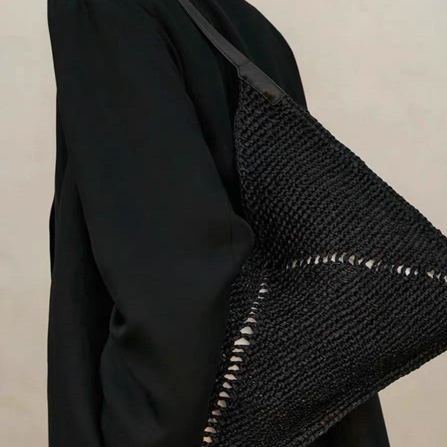 Ielgy Straw Bag Shoulder Handbag Woven Seaside Vacation Female Bag