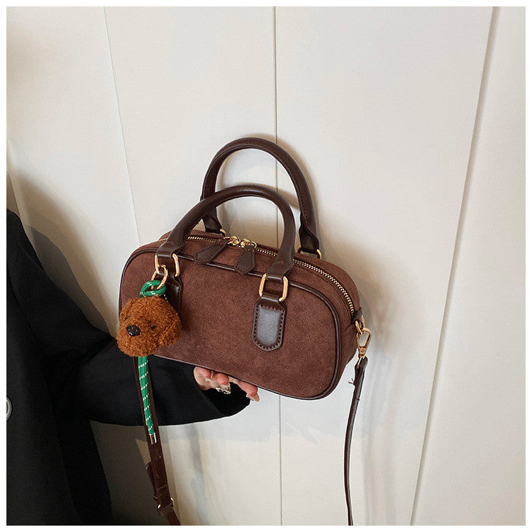 Ielgy Korean Version Retro Frosted All-Match One-Shoulder Messenger Pillow Bag Portable Boston Female Bag
