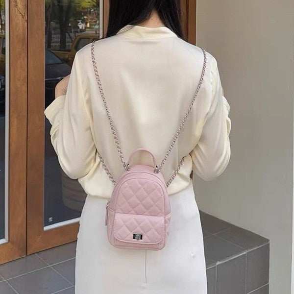 Ielgy High-End Feeling Niche Diamond Chain Backpack Fashionable All-Match Backpack Portable