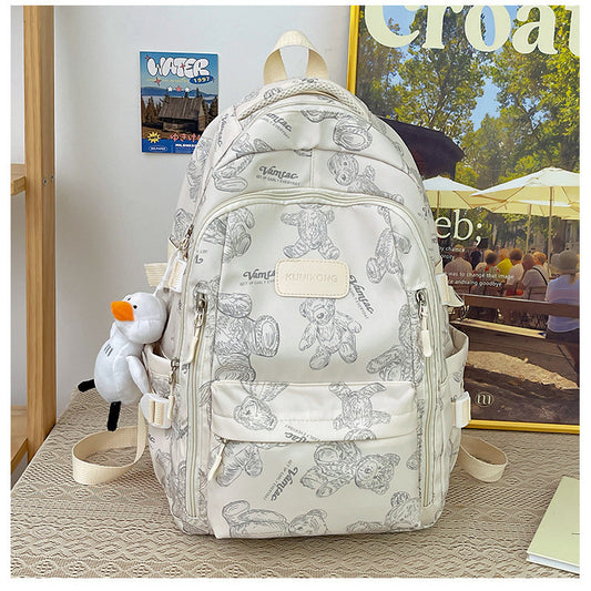 Ielgy Student Schoolbag Simple Casual Backpack Lightweight High-value Large-capacity Backpack