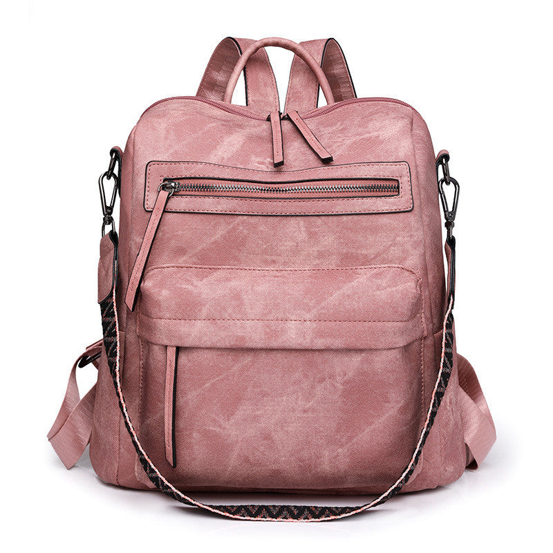 Ielgy Backpack PU Soft Leather All-Match Large-Capacity Dual-Use Ladies Backpack