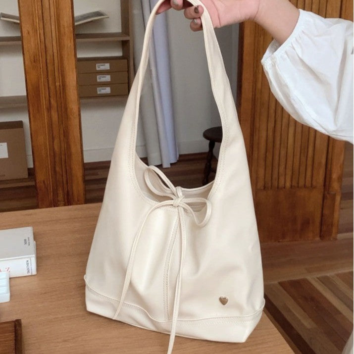 Ielgy Korean Version Niche Commuter Female Bag All-Match Casual Bow Large-Capacity One-Shoulder Armpit Tote Bag