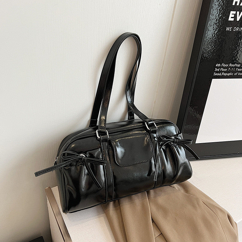 Ielgy Retro Portable Commuter Bag Niche Underarm Bag Simple Large-Capacity Shoulder Tote Bag