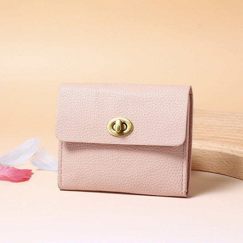 Ielgy Ladies Small Wallet Soft Leather Thin Style Simple Small Ladies High-End Multi-card Coin Purse