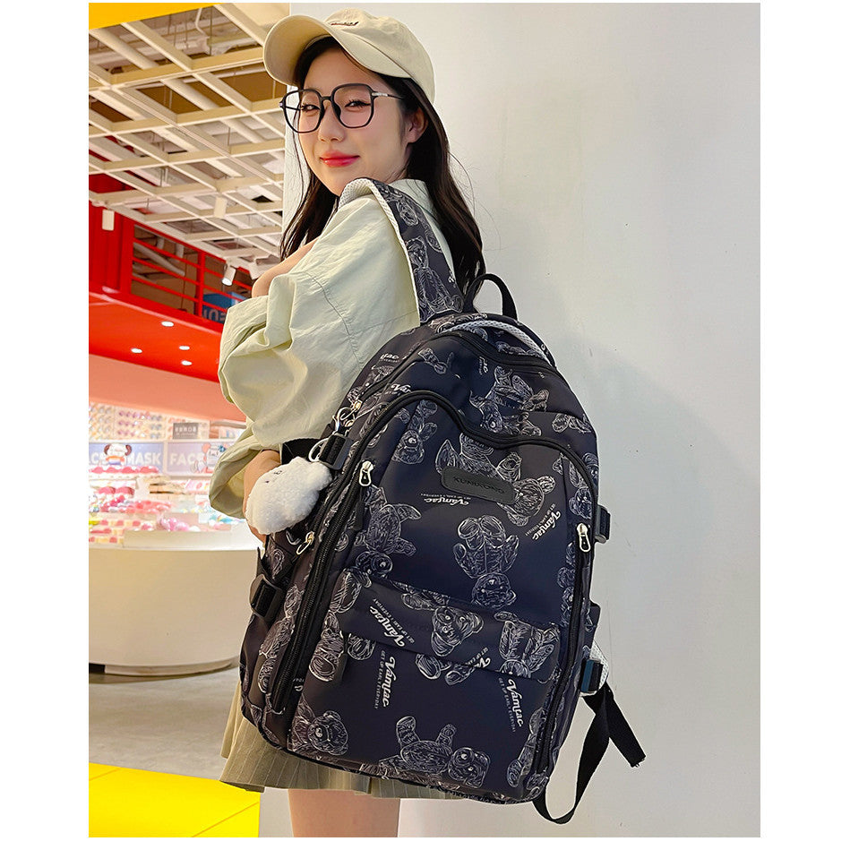 Ielgy Student Schoolbag Simple Casual Backpack Lightweight High-value Large-capacity Backpack
