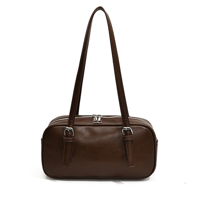 Ielgy Niche Design Retro Bowling Bag Shoulder Commuter Large Capacity Portable Underarm Pillow Bag