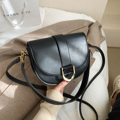 Ielgy Fashion Texture Portable Saddle Bag Shoulder Crossbody Underarm Bag