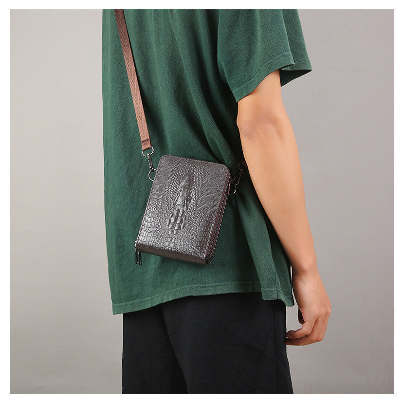 Ielgy Eryu Head Unique Men's Cross-body Crocodile Pattern One-shoulder Mobile Phone Bag