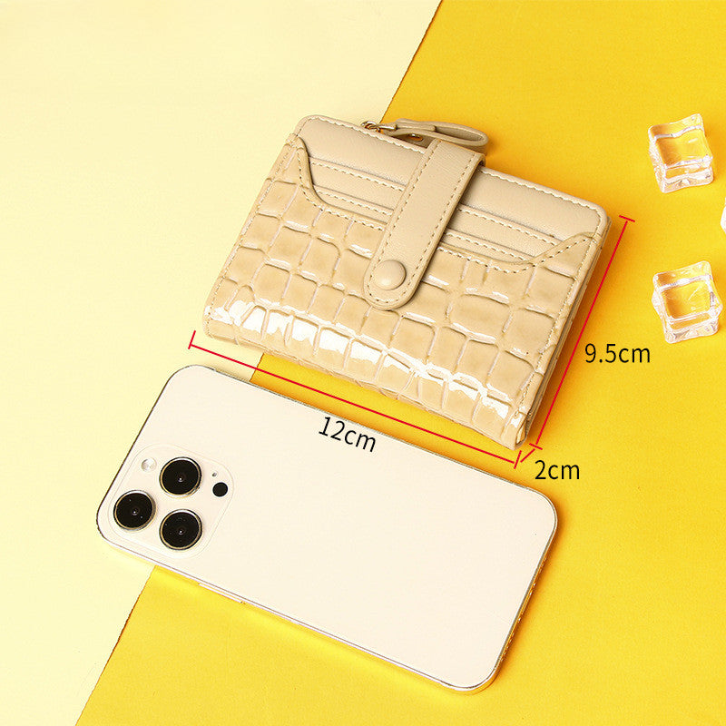 Ielgy Short Female Wallet High-End Multi-Card Slot Multi-Function Card Holder Solid Color Stone Pattern Coin Purse Wallet Bag