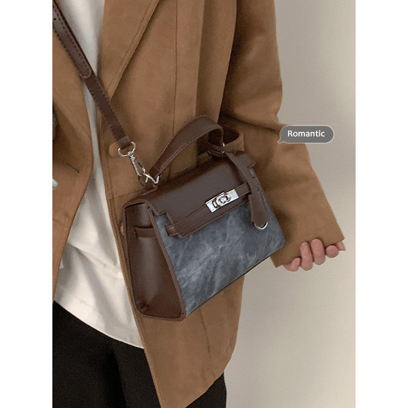 Ielgy Retro High-End Handbag Fashionable All-Match One-Shoulder Messenger Small Square Bag