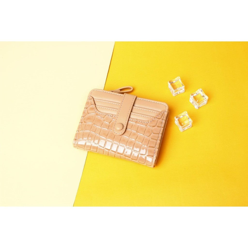Ielgy Short Female Wallet High-End Multi-Card Slot Multi-Function Card Holder Solid Color Stone Pattern Coin Purse Wallet Bag