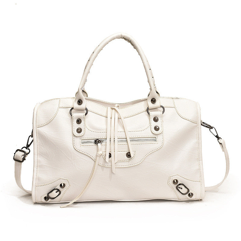 Ielgy Retro Rivet Motorcycle Bag Large-Capacity Portable Tote Bag High-End Sense One-Shoulder