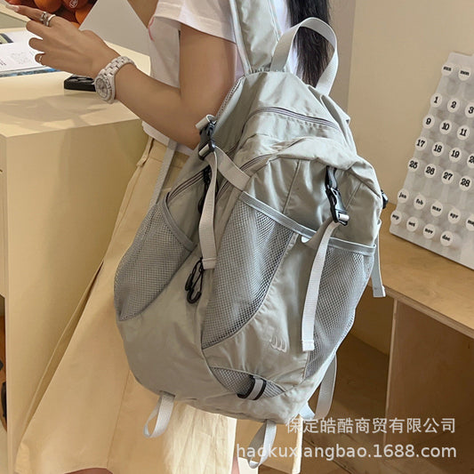 Ielgy Student Schoolbag Large Capacity Casual All-Match Backpack Korean Version Texture Lightweight Travel Backpack