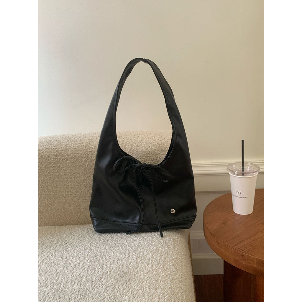 Ielgy Korean Version Niche Commuter Female Bag All-Match Casual Bow Large-Capacity One-Shoulder Armpit Tote Bag