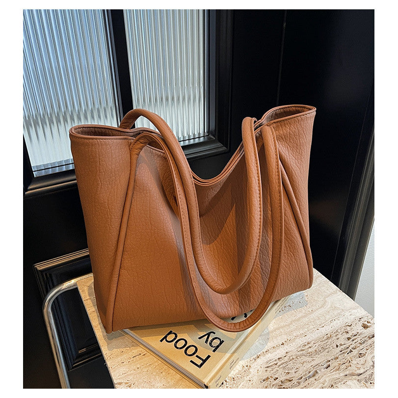 Ielgy Retro All-Match High-End Sense Shoulder Bag Large Capacity Fashion Class Commuter Tote Bag
