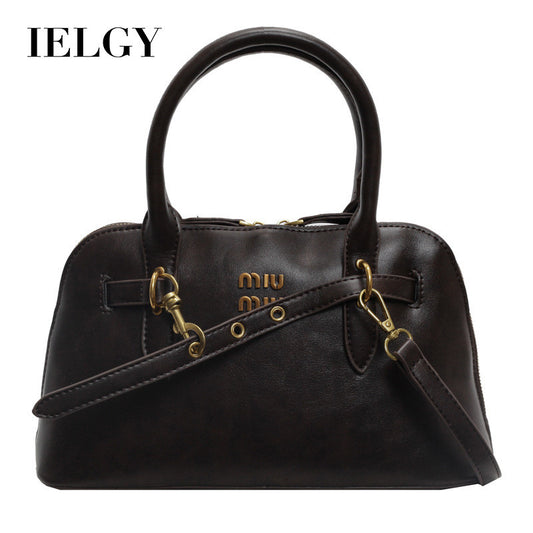 Ielgy High-End Retro Brown Fashionable All-Match Women's Cross-Body Bag Portable Shell Bag