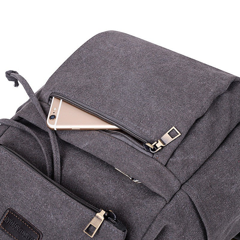 Ielgy Canvas Bag Korean Version Trendy Ladies Canvas Backpack Fashion Student School Bag Retro Backpack