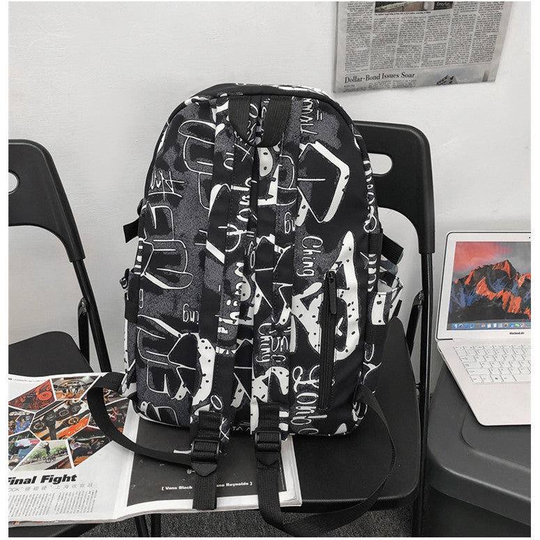 Ielgy Graffiti College Students Large Capacity Harajuku Style Trendy Backpack