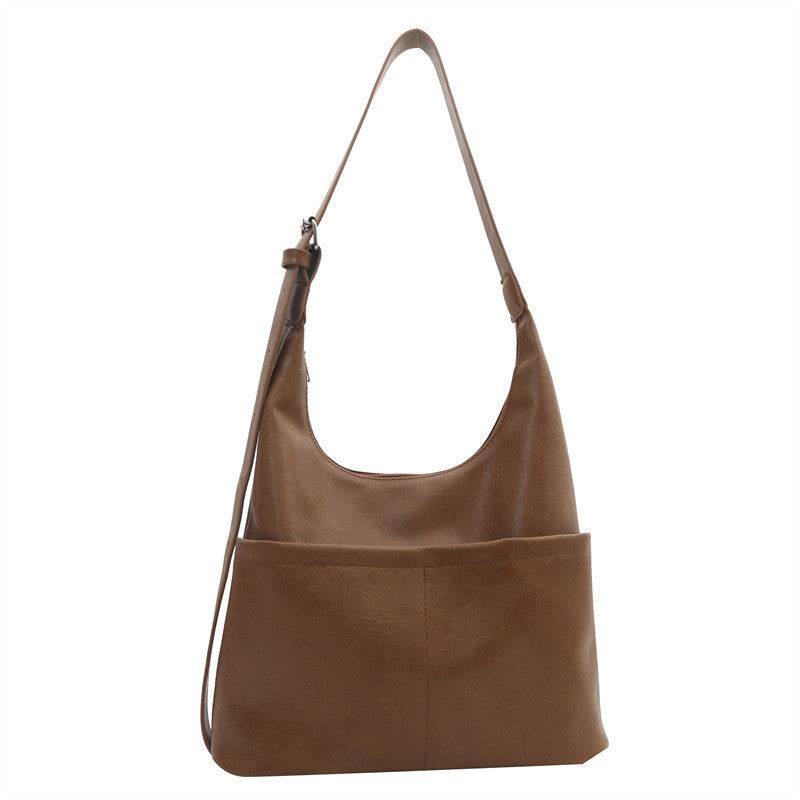 Ielgy Ladies Simple Commuter Underarm Bag Large Capacity Shoulder Tote Bag