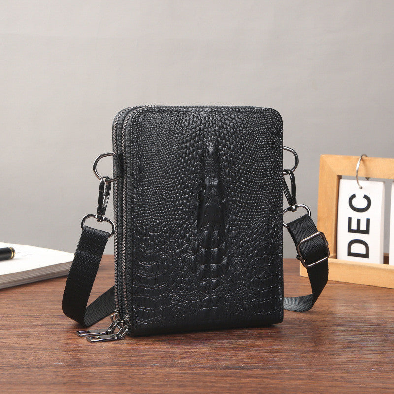 Ielgy Eryu Head Unique Men's Cross-body Crocodile Pattern One-shoulder Mobile Phone Bag