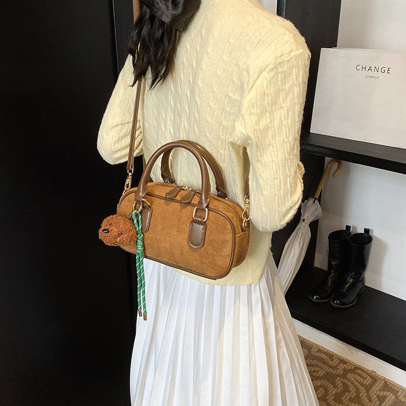 Ielgy Korean Version Retro Frosted All-Match One-Shoulder Messenger Pillow Bag Portable Boston Female Bag