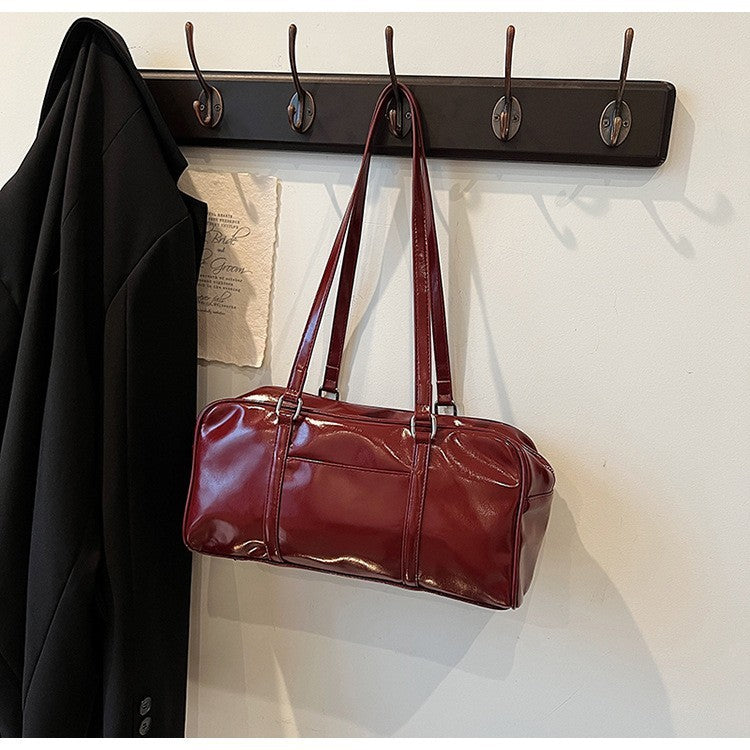 Ielgy Black Shoulder Bag Summer Texture Fashion Commuter Handbag